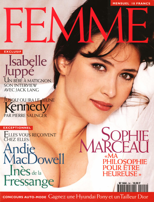 Femme magazine cover with Sophie Marceau