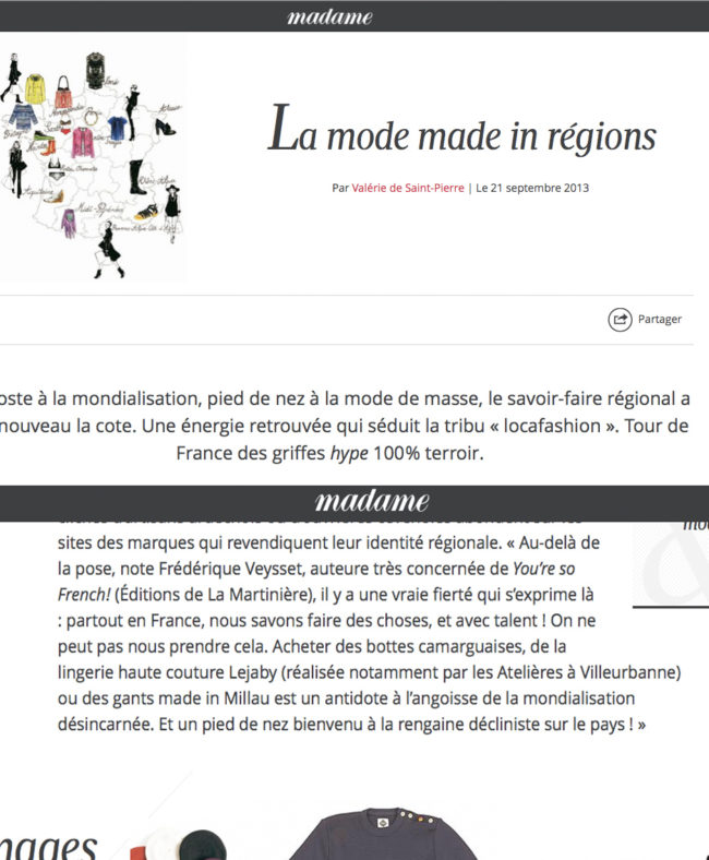 Speaking of 'You're so french' in Madame Figaro magazine